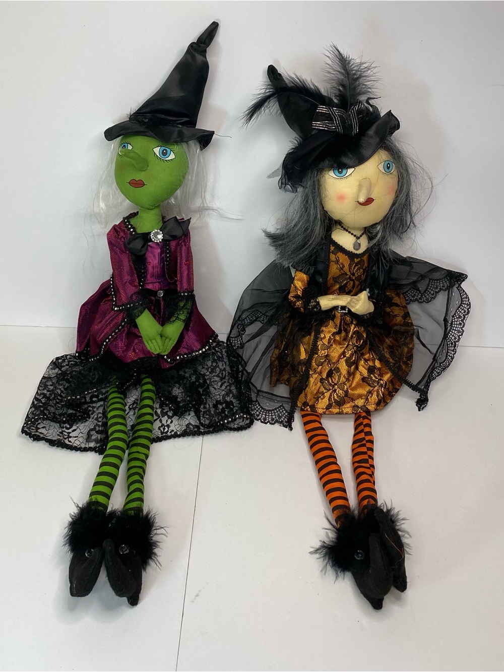 Vintage Style Halloween Witch Shelf Sitter Dolls Set of 2 Christmas Tree Shops